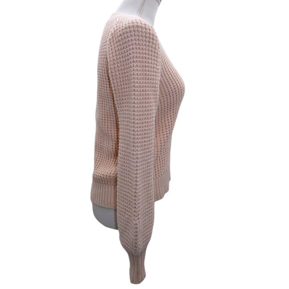 J.Crew Blush Pink Chunky Cotton Sweater S Thick Knit Preppy Minimalist Cozy - Picture 3 of 9